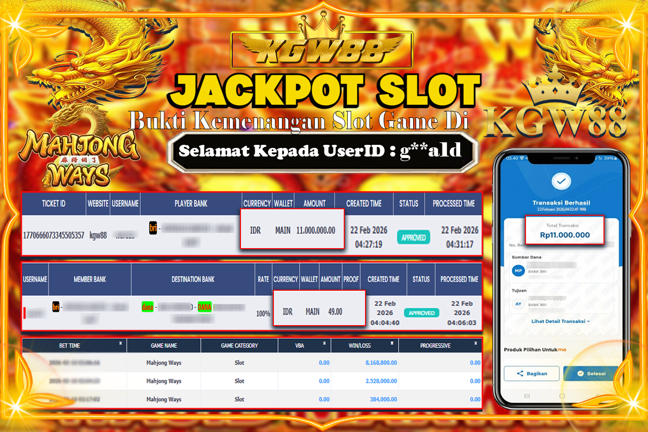 KGW88 JACKPOT MAHJONG WAYS  Rp 11.000.000,- LUNAS